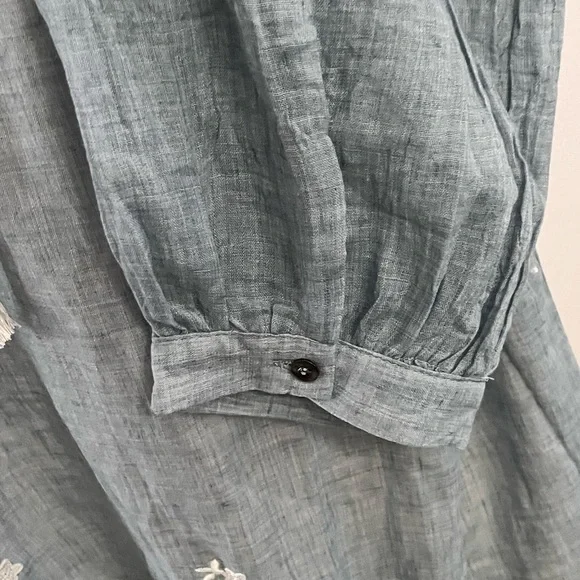 NWT Cotton Bleu Embroidered peasant gauze chambray tunic - Picture 7 of 10